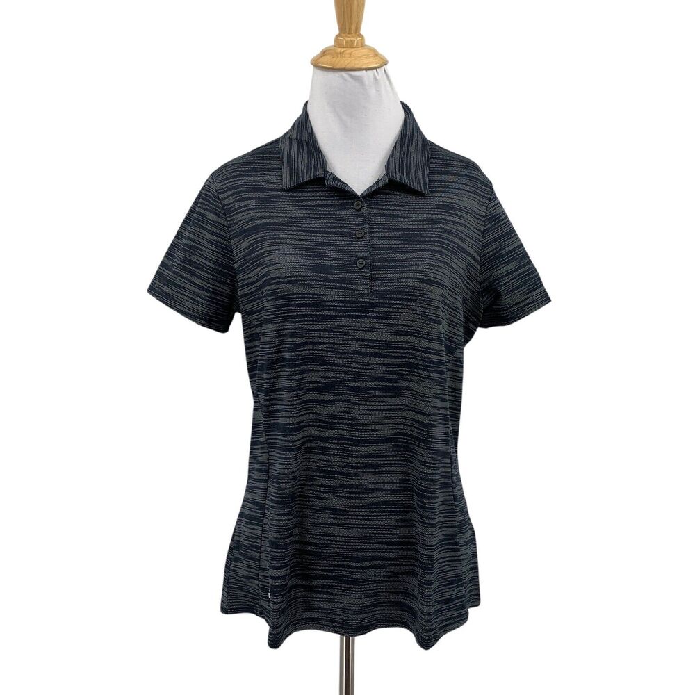 Adidas Polo Shirt Womens M Medium Black Grey Spacedye Primegreen Performance
